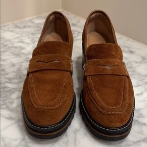 Bernardo Cognac Suede Loafers